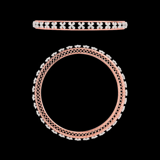 18K Two Tone Gold Diamond Bangle - 3.9ct VVS-EF
