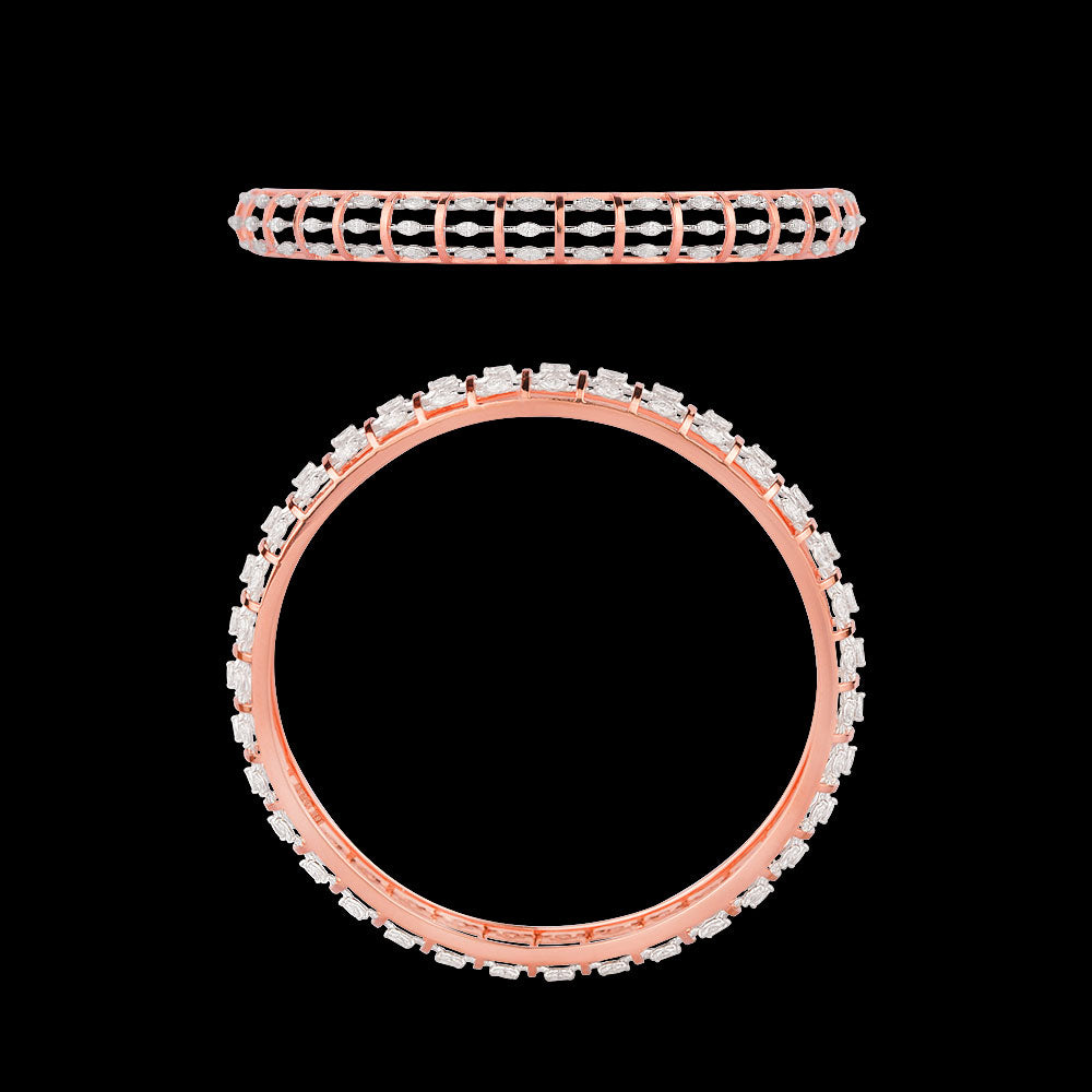 18K Two Tone Gold Diamond Bangle - 3.51ct VVS-EF
