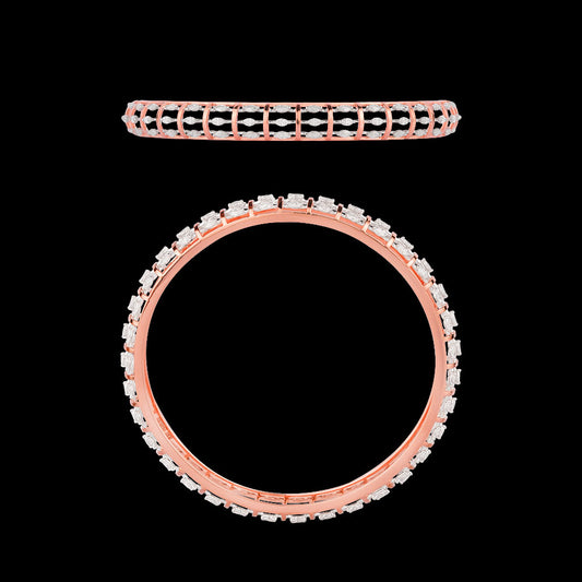 18K Two Tone Gold Diamond Bangle - 3.51ct VVS-EF