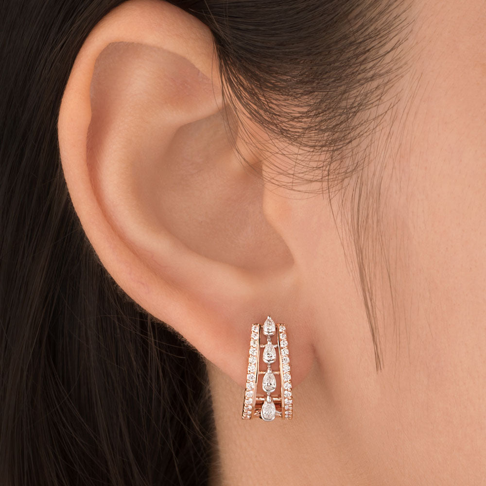 18K Two Tone Gold Diamond Earrings - 0.62ct VVS-EF