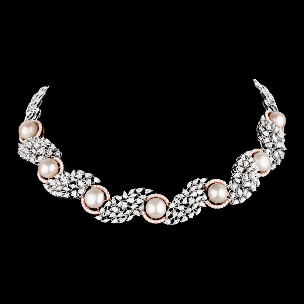 18K Two Tone Gold Diamond Necklace - 11.35ct VVS-VS-EF with Colour Stones