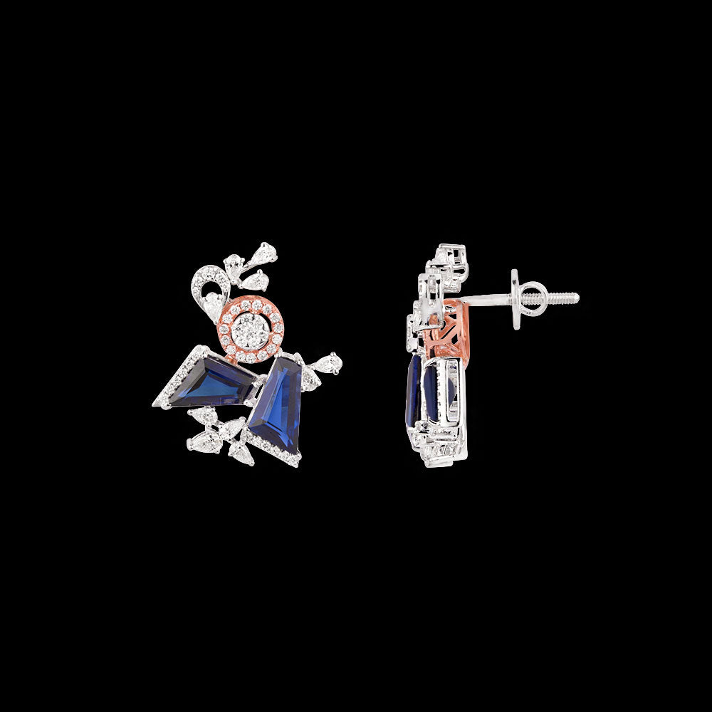 18K Two Tone Gold Diamond Jewellery - 1.75ct VVS-VS-EF with Colour Stones