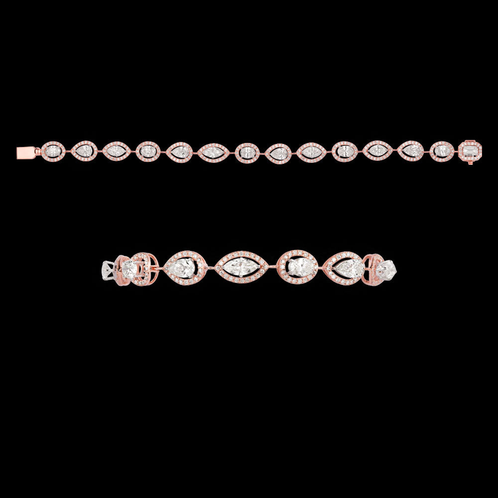 18K Two Tone Gold Diamond Bracelet - 7.099ct VS-SI-IJ