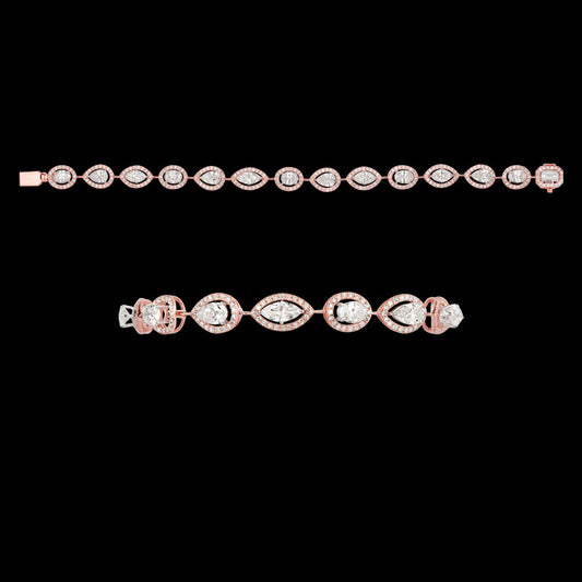 18K Two Tone Gold Diamond Bracelet - 7.099ct VS-SI-IJ