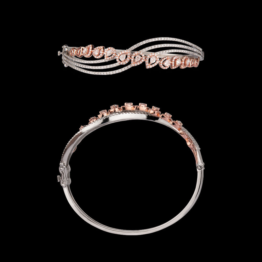 18K Two Tone Gold Diamond Kada - 1.71ct SI-GHI