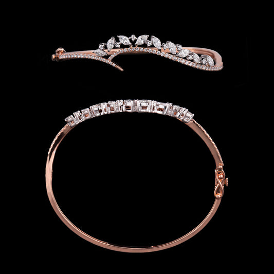 14K Two Tone Gold Diamond Kada - 1.25ct VS-SI-FG