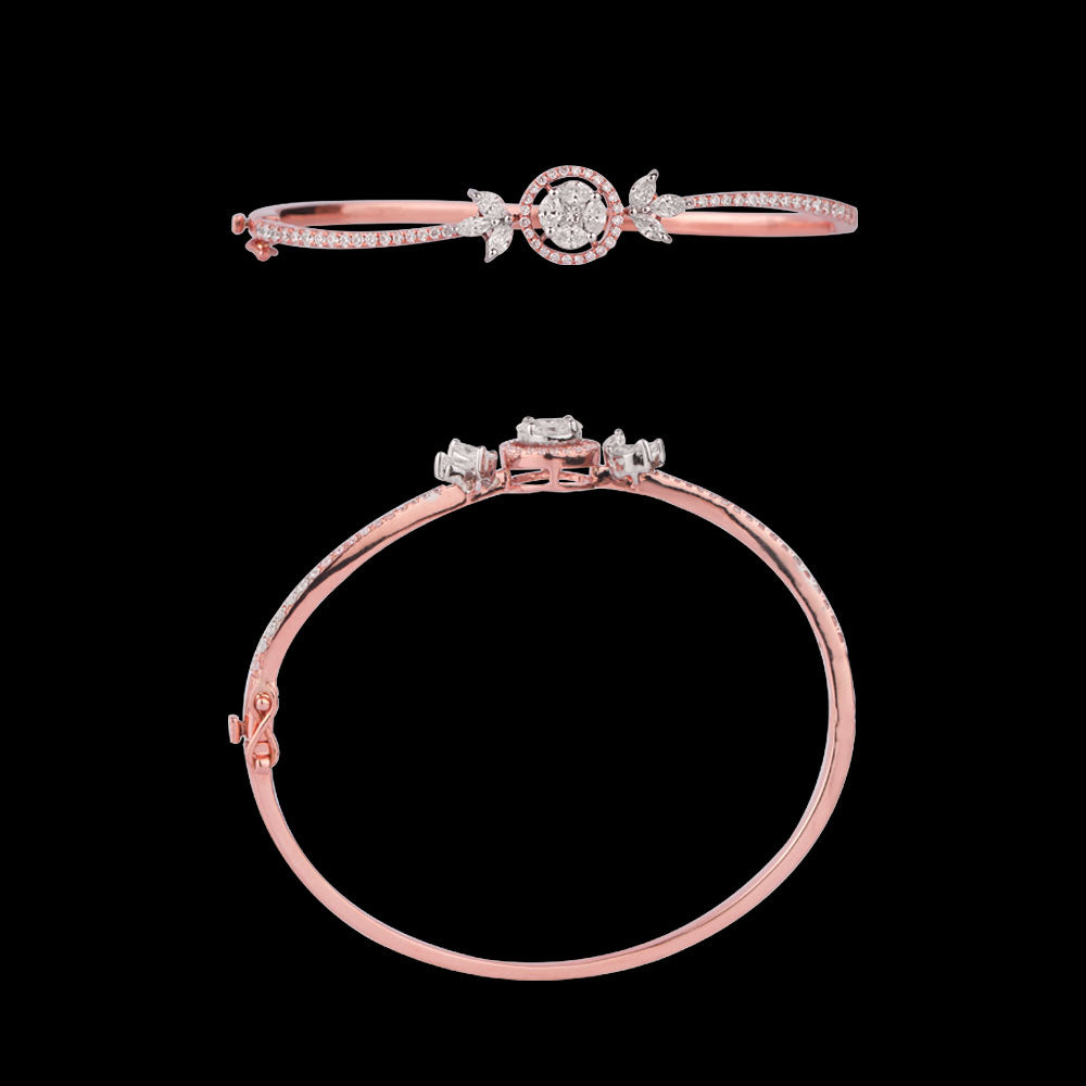 14K Two Tone Gold Diamond Kada - 1.25ct VS-SI-FG