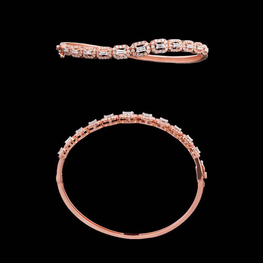 14K Two Tone Gold Diamond Kada - 1ct VS-SI-FG