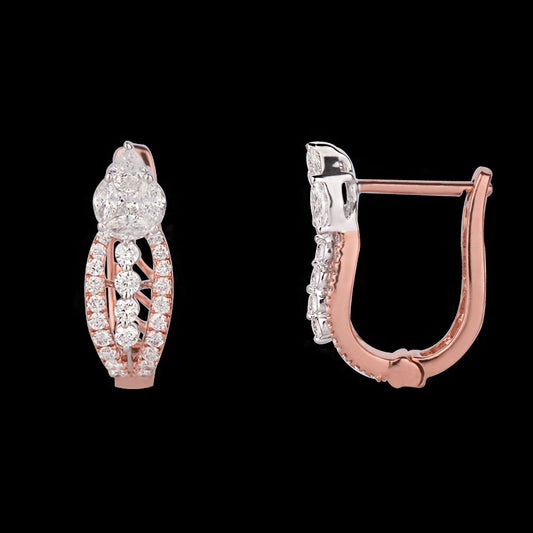 14K Two Tone Gold Diamond Earrings - 0.81ct VS-SI-FG