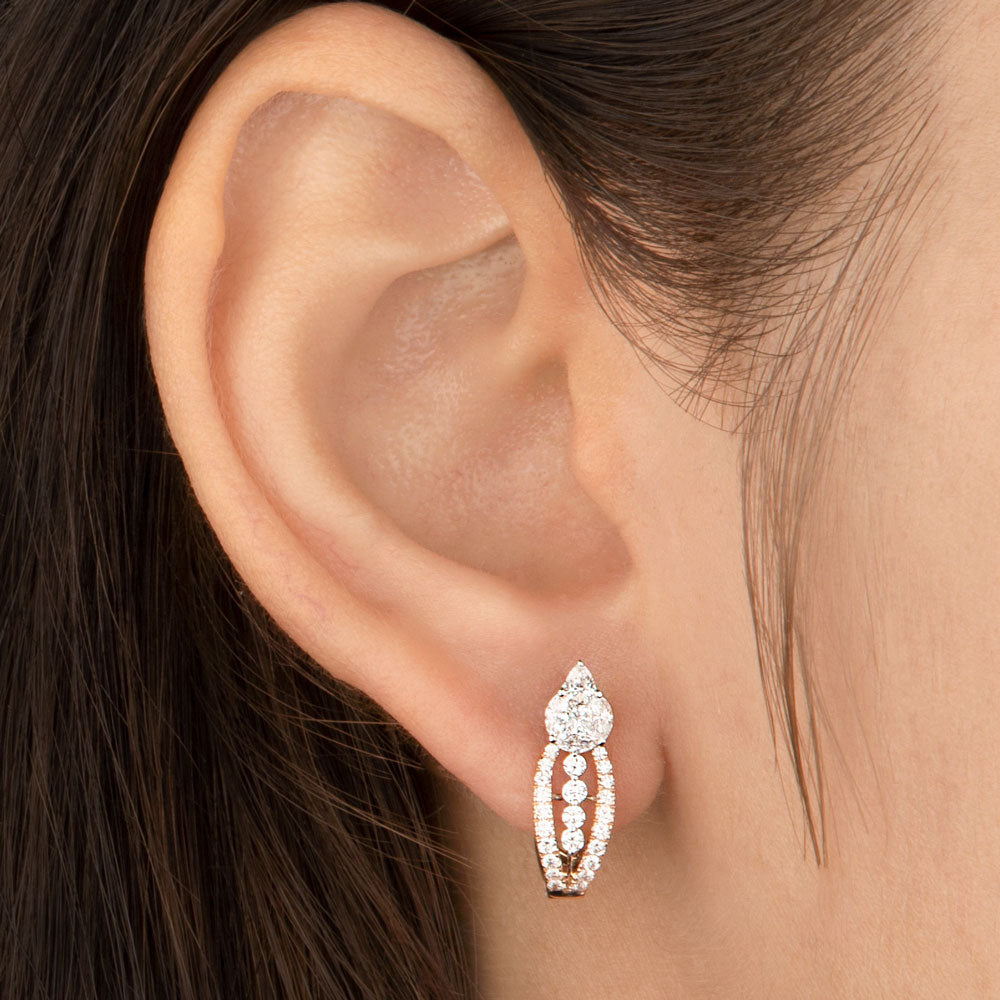 14K Two Tone Gold Diamond Earrings - 0.81ct VS-SI-FG