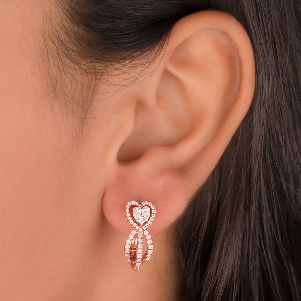 14K Rose Gold Diamond Earrings - 0.93ct VS-SI-FG