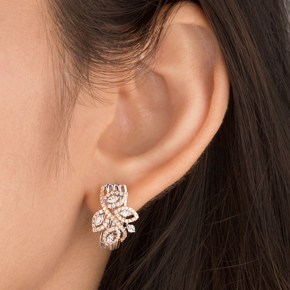 14K Two Tone Gold Diamond Earrings - 0.99ct VS-SI-FG