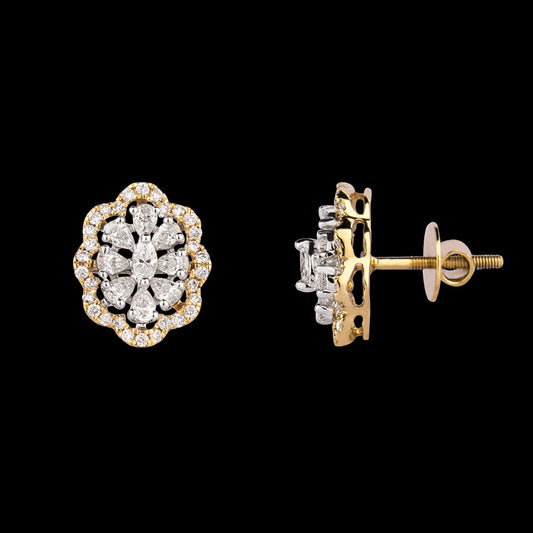 14K Two Tone Gold Diamond Earrings - 1.24ct VS-FG