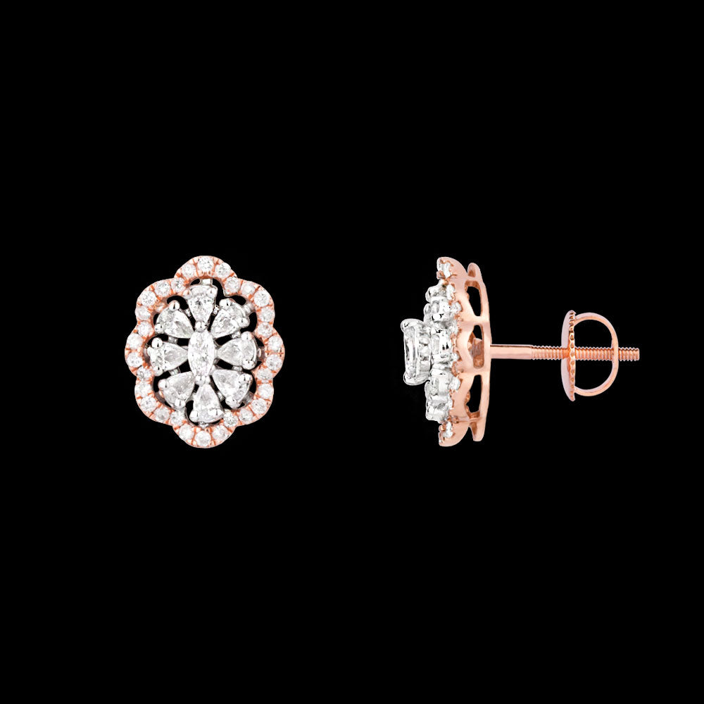 18K Two Tone Gold Diamond Earrings - 1.16ct VS-FG