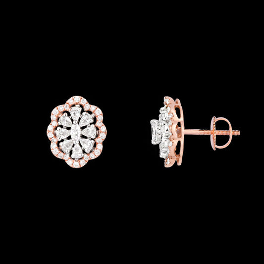 18K Two Tone Gold Diamond Earrings - 1.16ct VS-FG