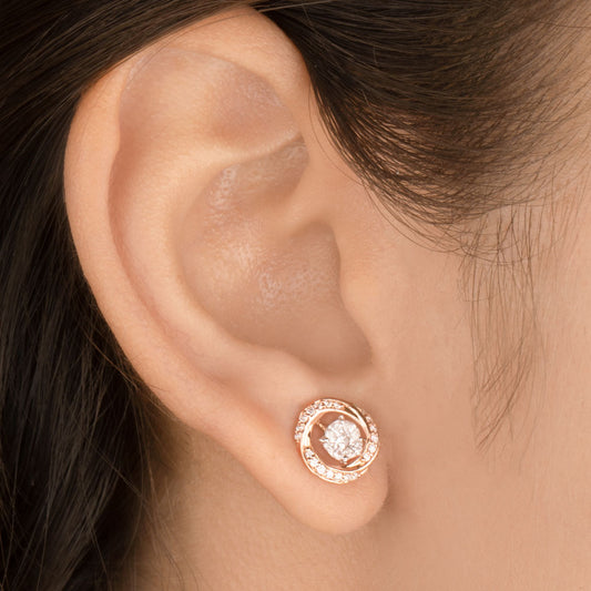 14K Two Tone Gold Diamond Earrings - 0.48ct SI-GHI