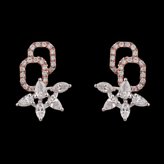 14K Two Tone Gold Diamond Earrings - 0.61ct VS-FG