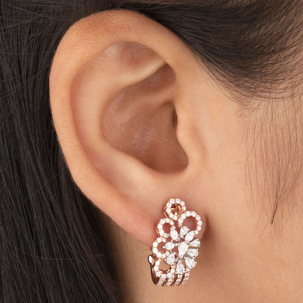 14K Rose Gold Diamond Earrings - 1.26ct VS-FG