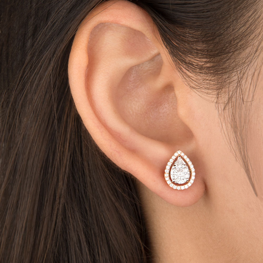 14K Two Tone Gold Diamond Earrings - 0.75ct VS-SI-FG