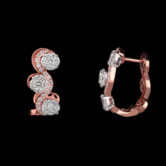 18K Two Tone Gold Diamond Earrings - 1.16ct VS-SI-FG