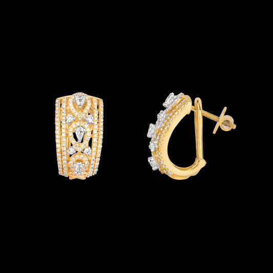 14K Two Tone Gold Diamond Earrings - 1.04ct VS-SI-FG