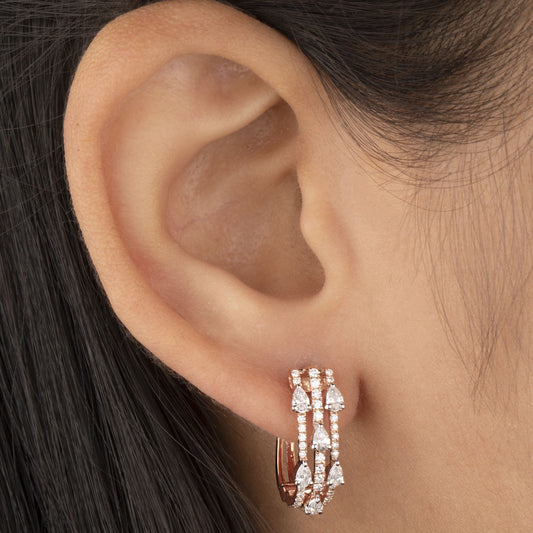 14K Two Tone Gold Diamond Earrings - 0.89ct VS-FG
