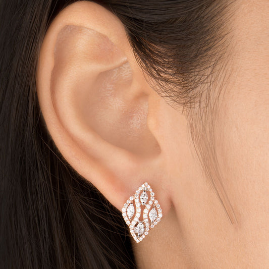 14K Two Tone Gold Diamond Earrings - 1.02ct VS-FG