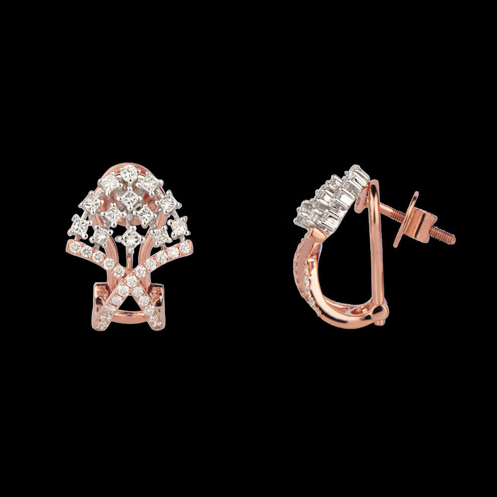 14K Two Tone Gold Diamond Earrings - 0.86ct VS-FG