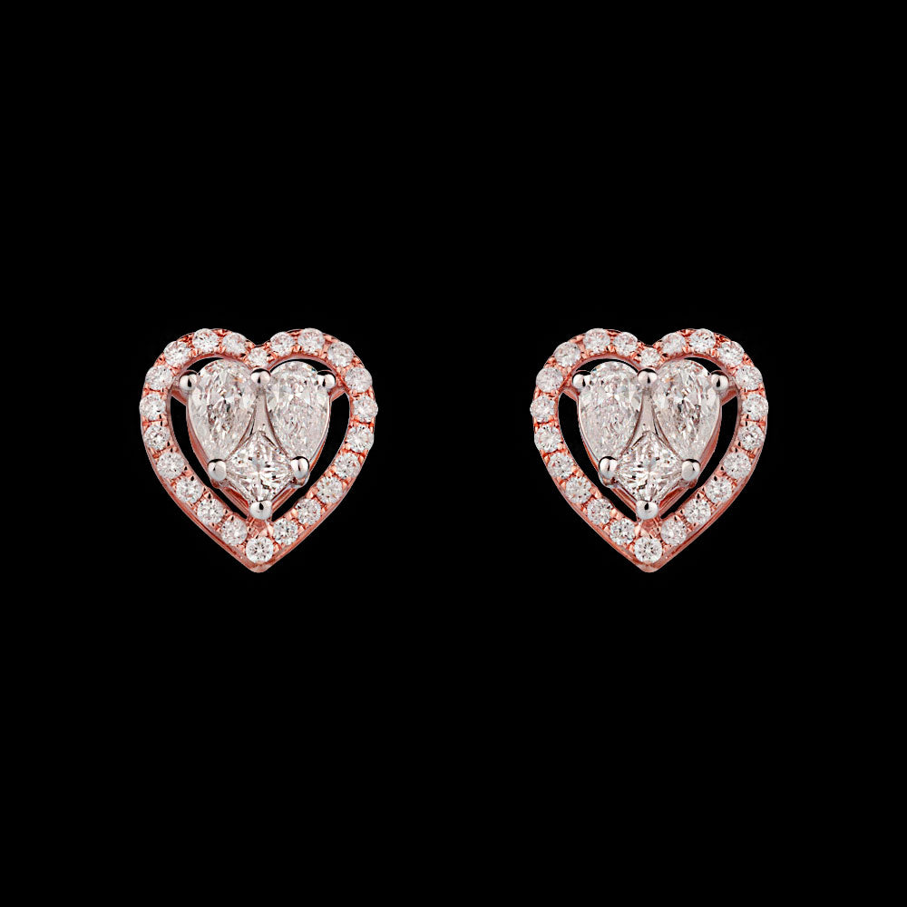 18K Two Tone Gold Diamond Earrings - 1.06ct VS-FG