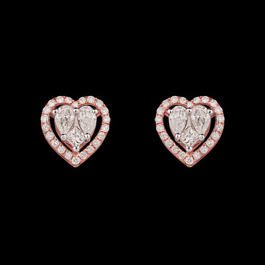 18K Two Tone Gold Diamond Earrings - 1.06ct VS-FG