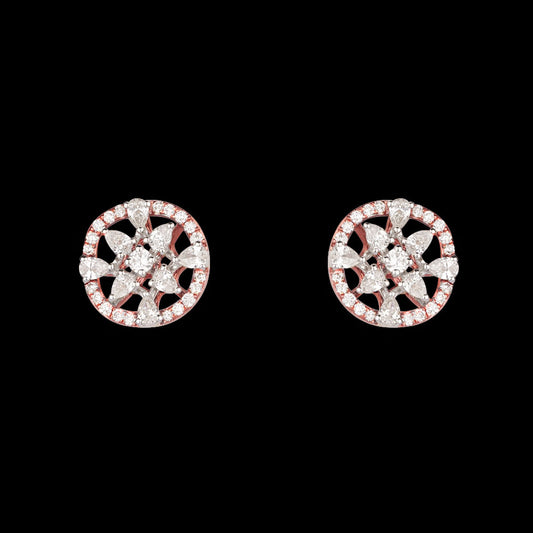 14K Two Tone Gold Diamond Earrings - 0.84ct VS-FG