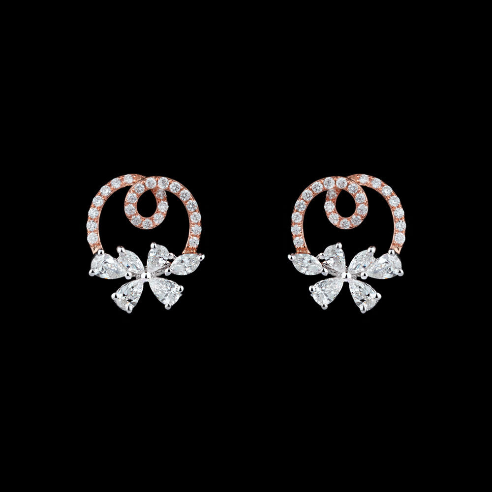 18K Two Tone Gold Diamond Earrings - 0.82ct VS-FG