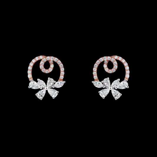 18K Two Tone Gold Diamond Earrings - 0.82ct VS-FG