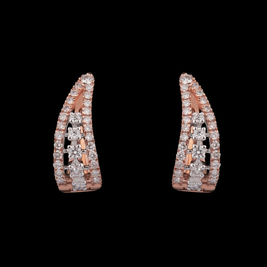 18K Two Tone Gold Diamond Earrings - 0.69ct SI-GH