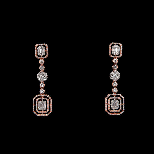 18K Two Tone Gold Diamond Earrings - 1.65ct VS-FG
