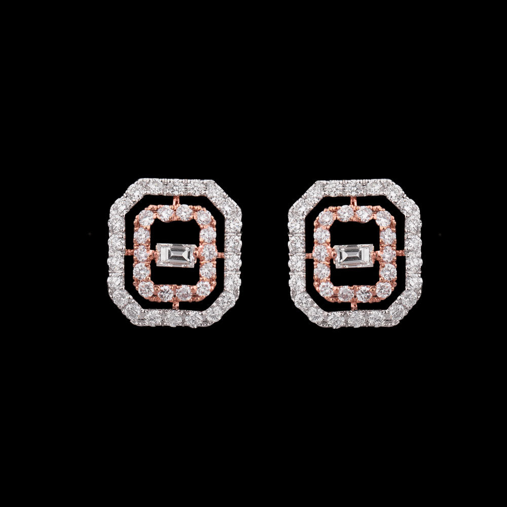 18K Two Tone Gold Diamond Earrings - 0.53ct VVS-FG