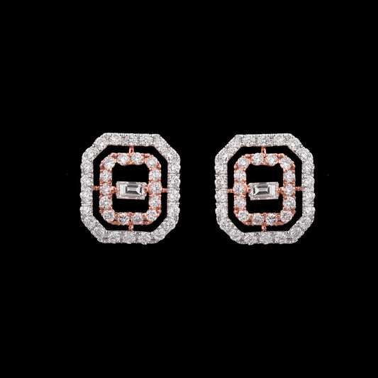 18K Two Tone Gold Diamond Earrings - 0.53ct VVS-FG