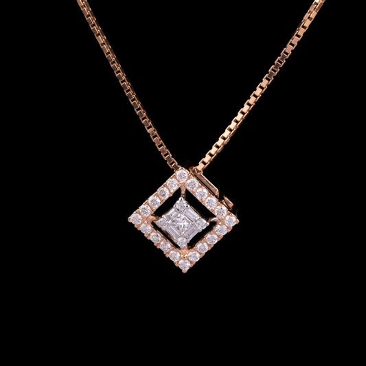 14K Two Tone Gold Diamond Pendant - 0.24ct VS-SI-FG