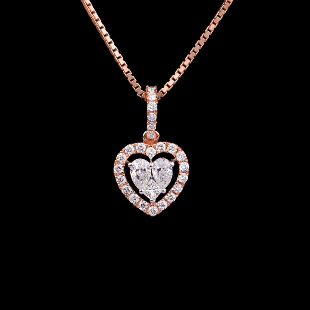 18K Two Tone Gold Diamond Pendant - 0.41ct VS-FG