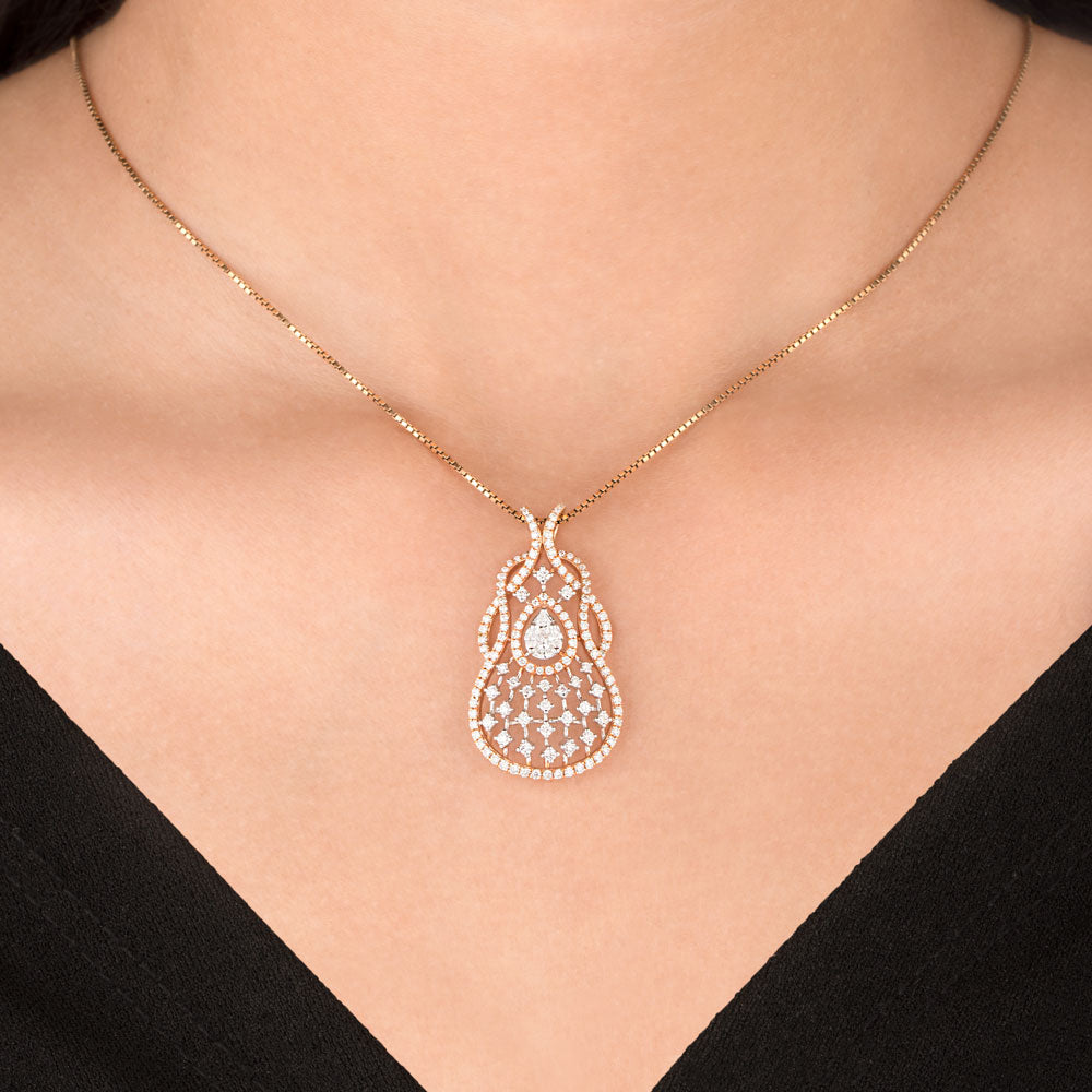 18K Two Tone Gold Diamond Pendant - 1.13ct VS-SI-FG