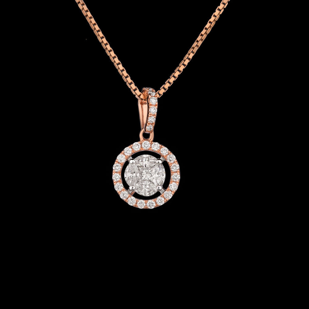 14K Rose Gold Diamond Pendant - 0.51ct VS-SI-FG