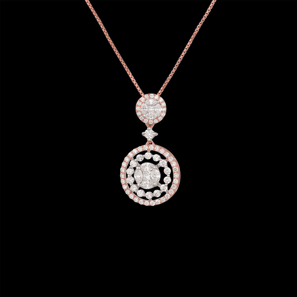 14K Two Tone Gold Diamond Pendant - 1.08ct SI-FG
