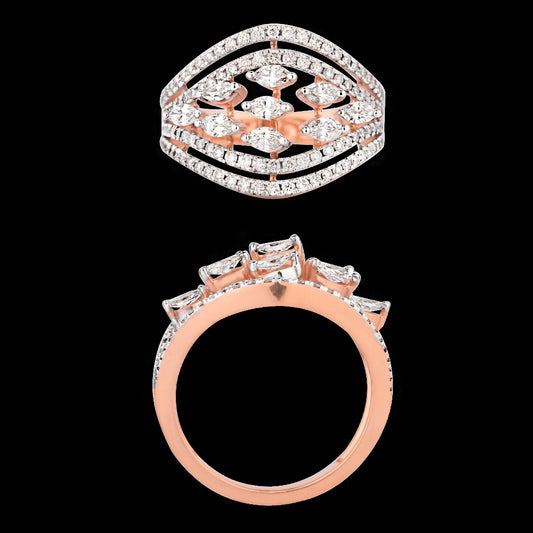 18K Two Tone Gold Diamond Ring - 0.96ct VS-SI-FG