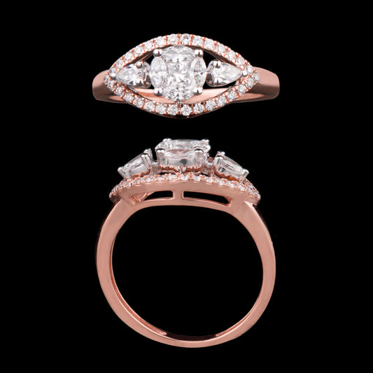 18K Two Tone Gold Diamond Ring - 0.67ct VS-FG