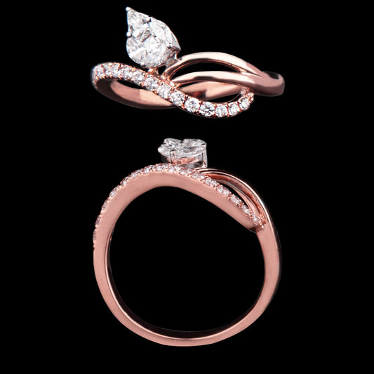 14K Two Tone Gold Diamond Ring - 0.42ct VS-FG