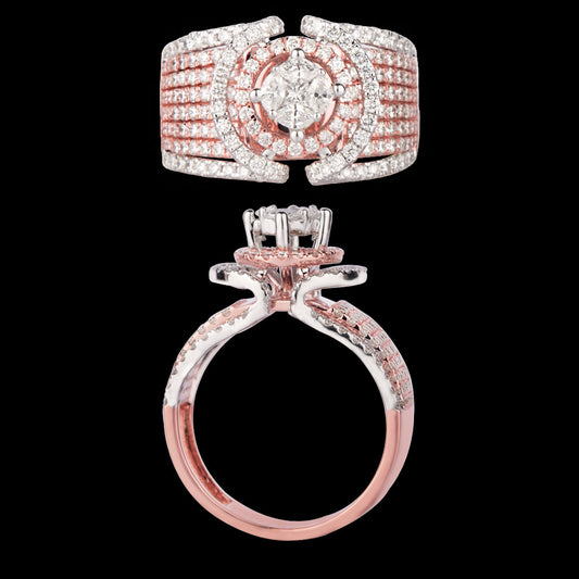 14K Two Tone Gold Diamond Ring - 1.42ct VS-FG