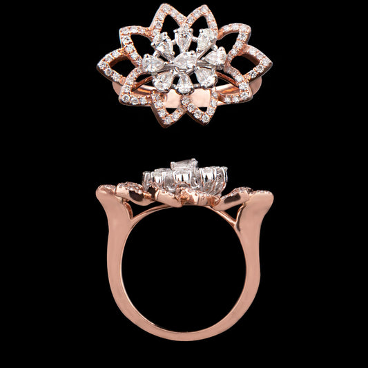 14K Two Tone Gold Diamond Ring - 0.78ct SI-GH