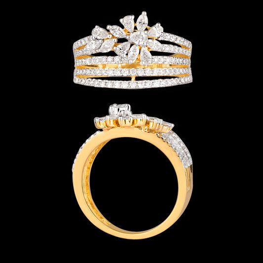 14K Two Tone Gold Diamond Ring - 0.84ct VS-FG
