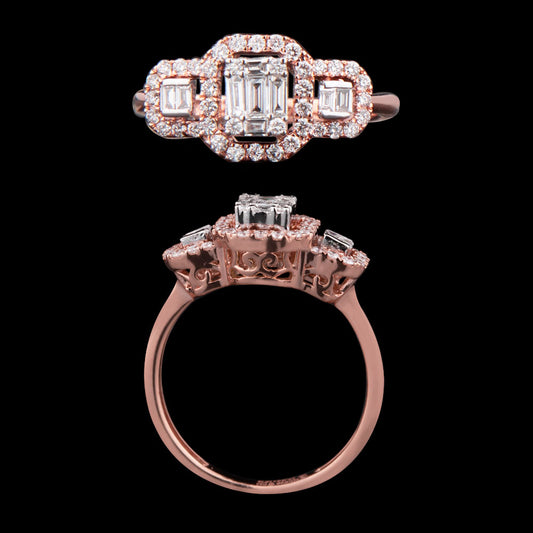 14K Two Tone Gold Diamond Ring - 0.43ct VS-FG