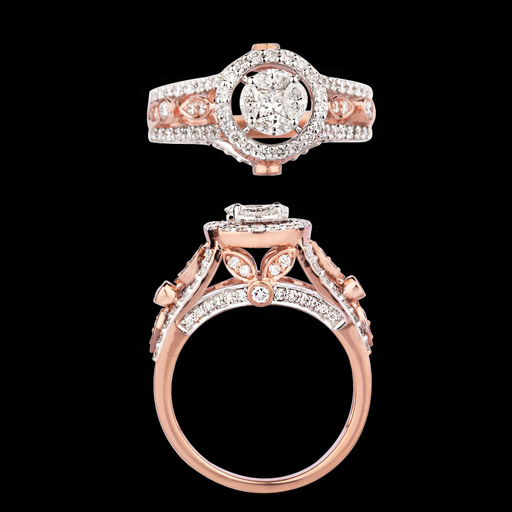 14K Two Tone Gold Diamond Ring - 1.32ct VS-FG